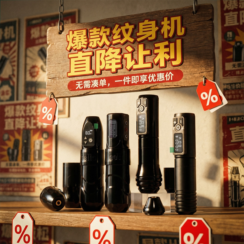 shanilak  跨境促销无线纹身笔刺青纹绣一体马达机纹身工具器材