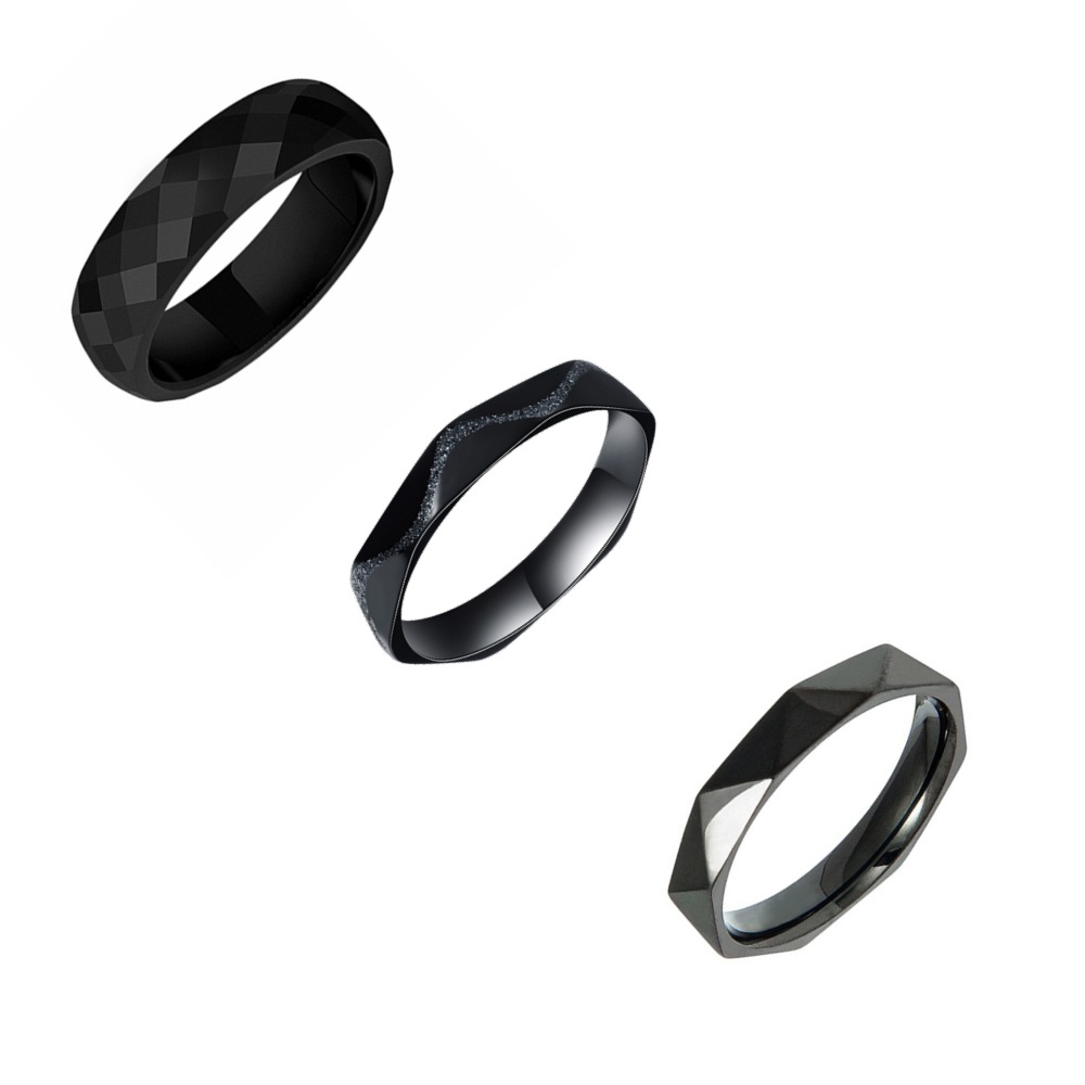 New cross-border titanium steel rings for women from Europe and America, multi-faceted diamond-shaped ring accessories, 3 sets in stock for wholesale Specification image