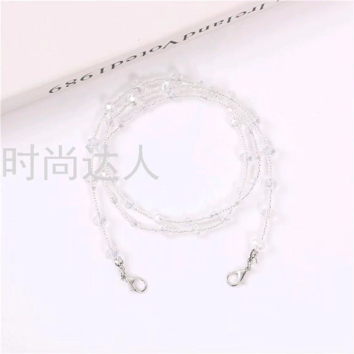 Colorful beaded mask string anti-loss chain, Korean retro crystal beaded glasses decoration necklace, colorful handcrafted high-end chain Item Picture