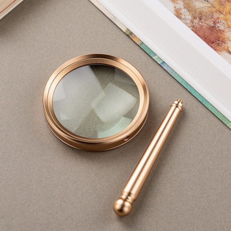 A new cross-border aluminum alloy shell, optical glass lens, antique 75MM magnifying glass for gift authentication and stamps details Picture