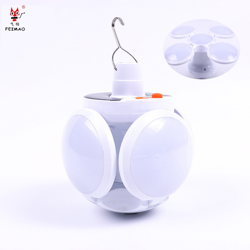 新款太阳能挂钩折叠节能地摊夜市爆款灯 足球状照明usb充电应急灯