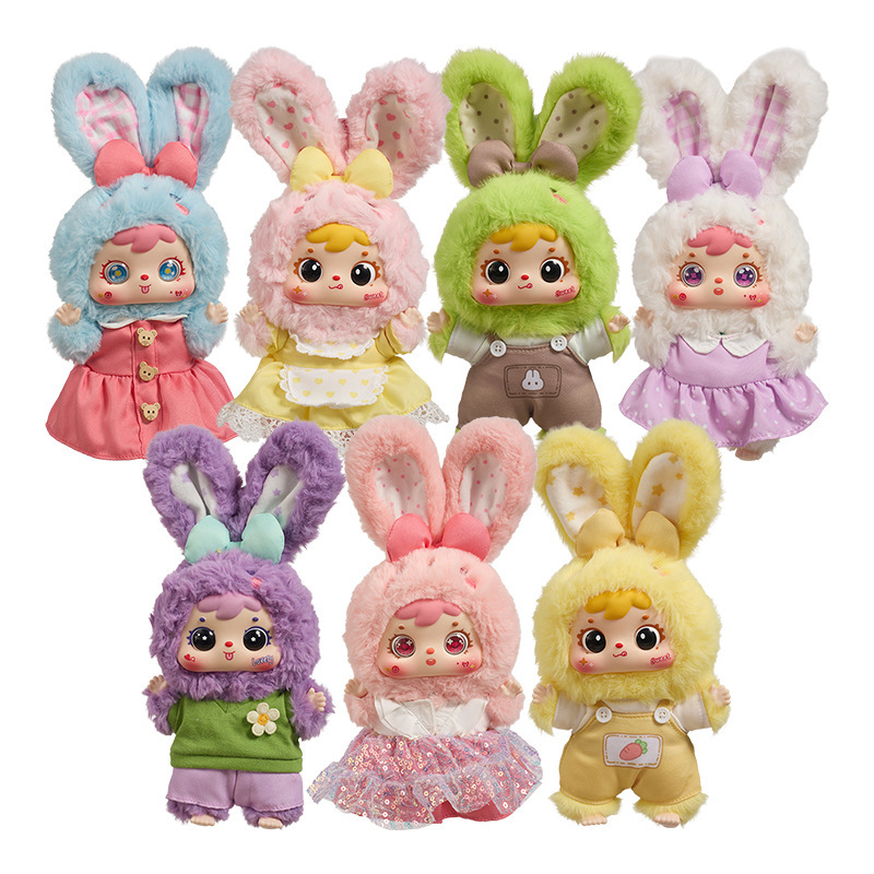 Cross-border bestseller Sanxiaomao - Sanxiaomao - Rainbow Rabbit Baby plush creative collectible Children's doll bag Pendant Item Picture