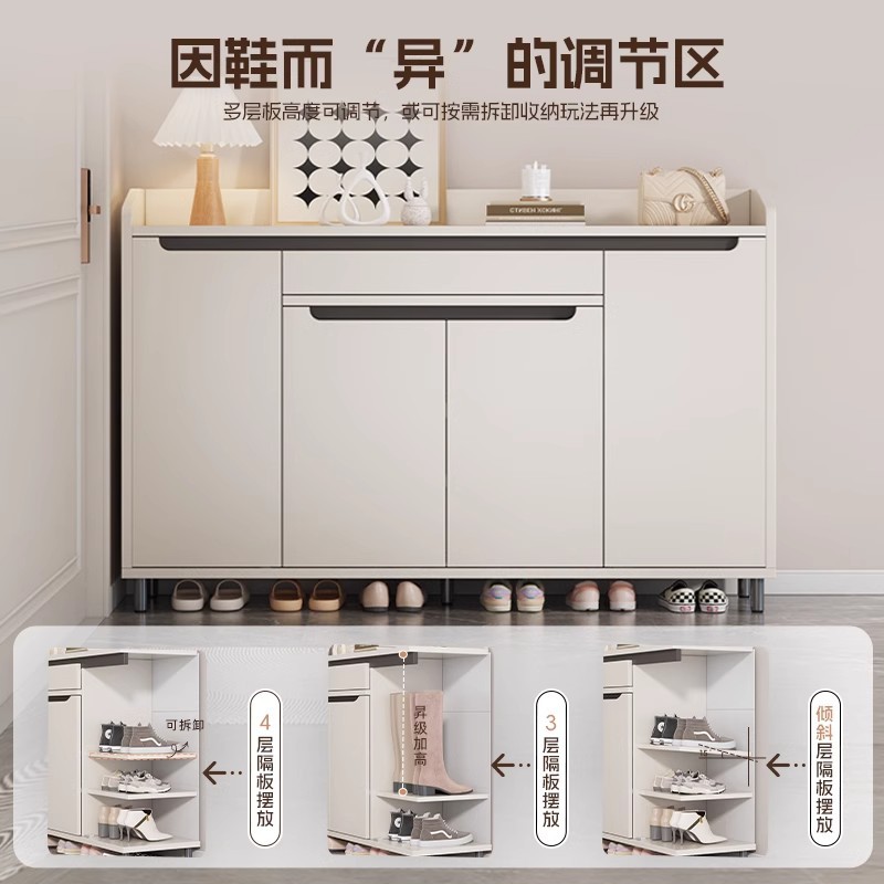Shoe cabinet, simple and modern interior design at the entrance, entrance foyer cabinet, storage cabinet, integrated wall, multi-layer simple shoe rack Specification image