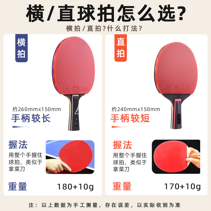 "Double Fish 8-star table tennis racket for beginners, a set of professional high-bouncing table tennis rackets with Chinese style. Genuine product. Specification image