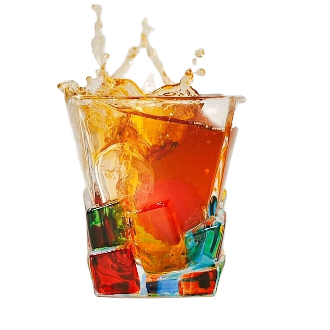 Creative handcrafted painted glass cups, colorful woven striped cups, whisky wine glasses, souvenirs, color-blocking water cups Item Picture