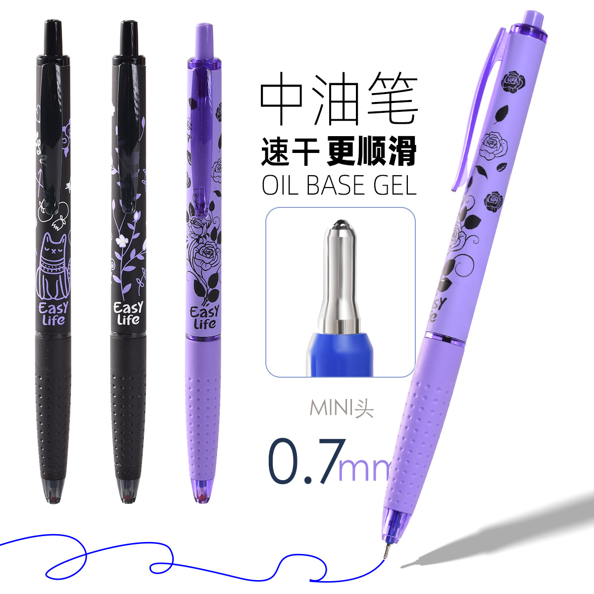 Tianfeng 7763 Chinese Oil Pen Wholesale: Smooth Writing Chinese oil Pen with MINI Tip, 36 pieces per box full figure