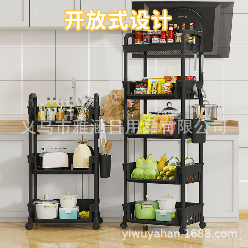 小推车置物架落地多层厨房置物架浴室收纳架客厅卧室零食架书架