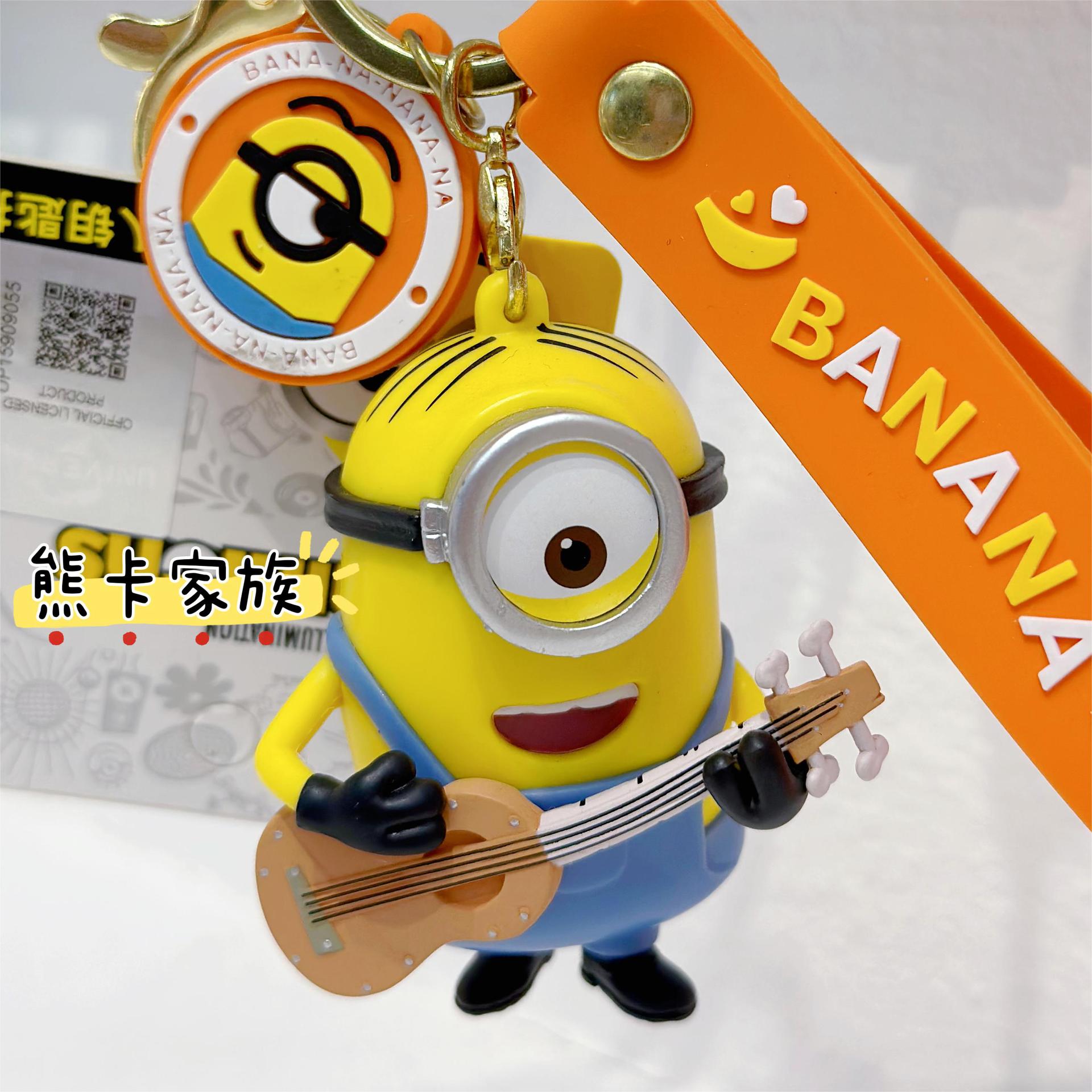 Official Minions anime car keychains, exquisite cartoon boy and girl schoolbag hanging accessories, Despicable me details Picture