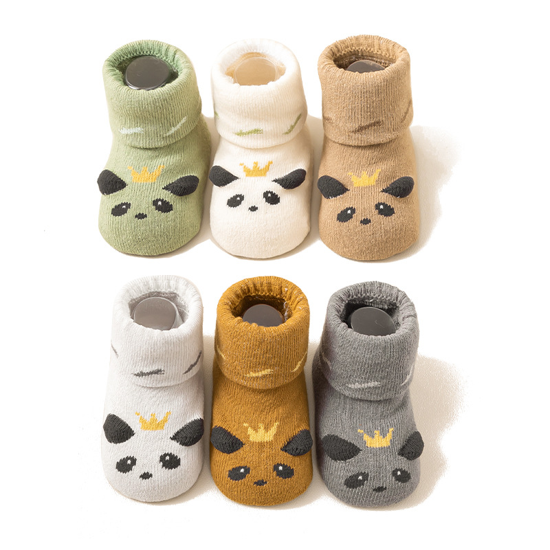 Baby socks, thickened and warm for autumn and winter, floor socks for babies, 0-1 year old, loop cartoon mid-calf socks for infants and toddlers, new birth socks Item Picture