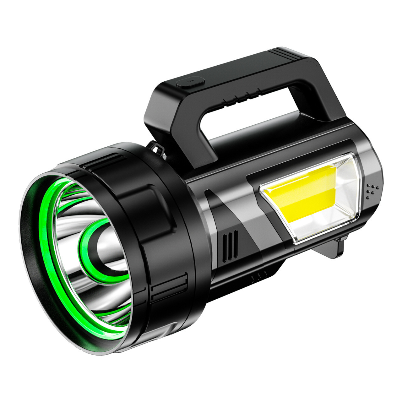 led solar flashlight, outdoor strong light charging, long-lasting multi-functional cob work light, portable searchlight