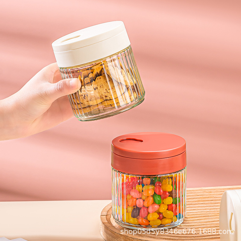 Brand manufacturer direct supply glass sealed jars, kitchen sealed storage jars, tea cans, wooden LIDS, glass storage jars Application Scenario