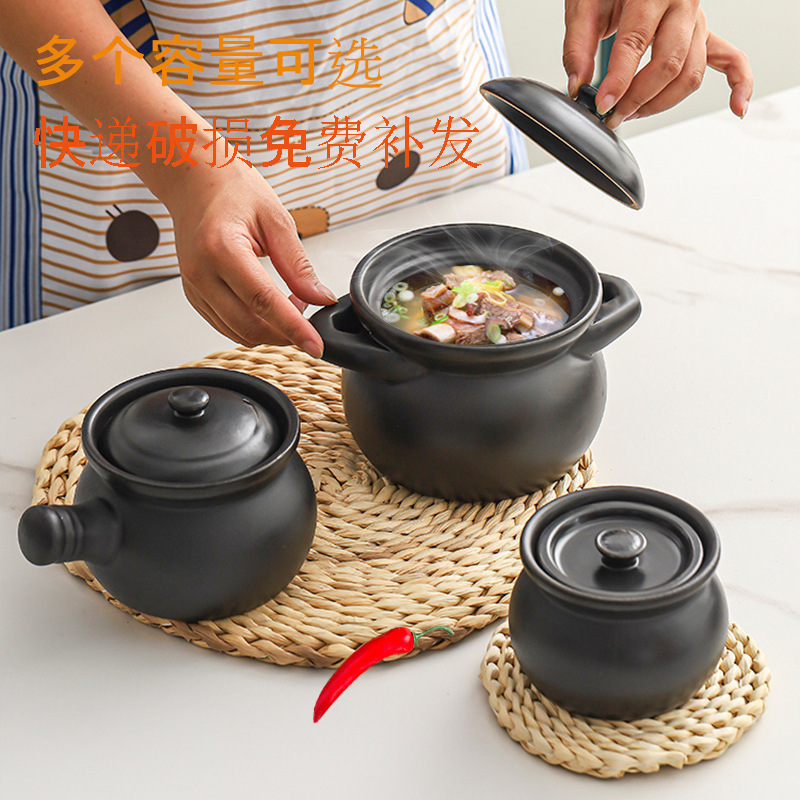 Mini clay pot, open flame ceramic pot, earthenware pot for stewing soup, water bath stewing, pot in a cup, baby stewing details Picture