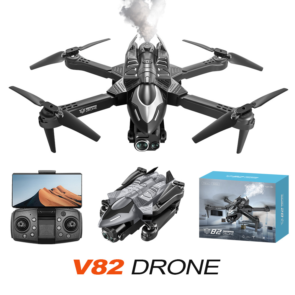 跨境新品v82喷雾无人机高清航拍外贸玩具避障四轴V82遥控飞机
