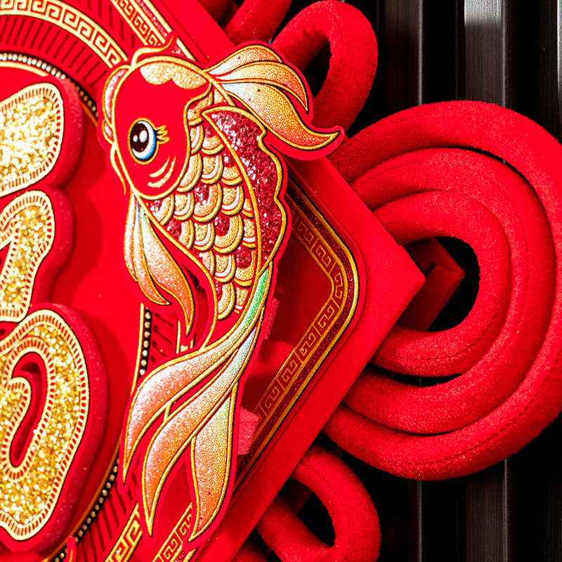 Chinese knot "Fu" character pendant for living room TV wall, large high-end New Year entrance hanging decoration, New Year entrance hall and Spring Festival decoration Specification image