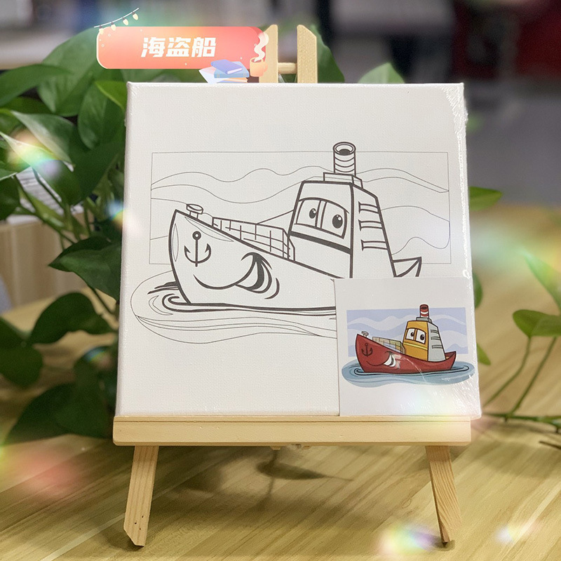 DIY油画框画布纯棉填色绘画美术练习用品油画学具丙烯画填色相框