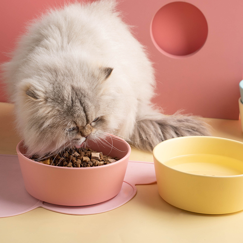 Large-capacity pet ceramic bowl, simple matte underglaze color dog food bowl, cat bowl and dog bowl, universal, easy to clean and anti-tipping Specification image