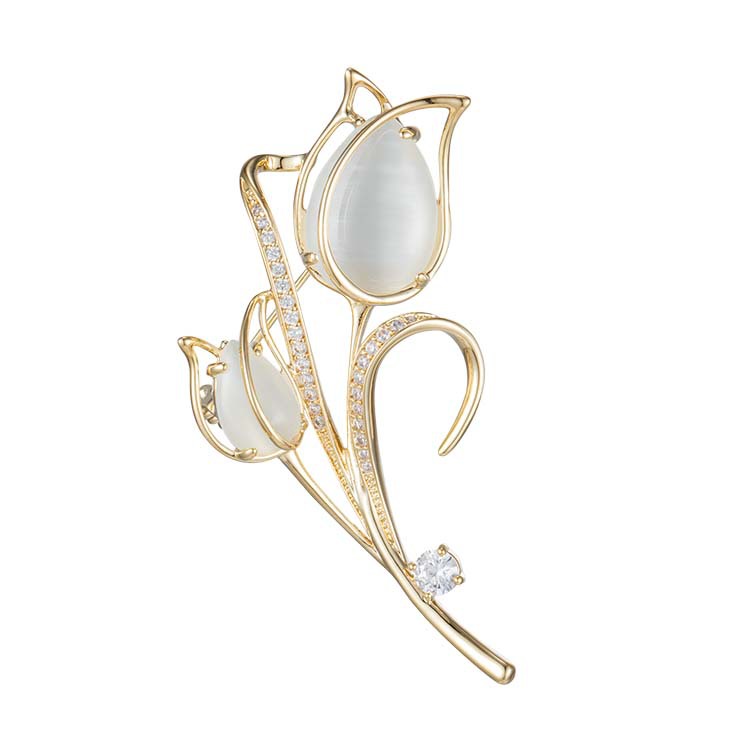 Tulip brooch, high-end and individual, ins exquisite brooch, silk scarf buckle, fashionable and versatile pin, suit cheongsam accessory Item Picture