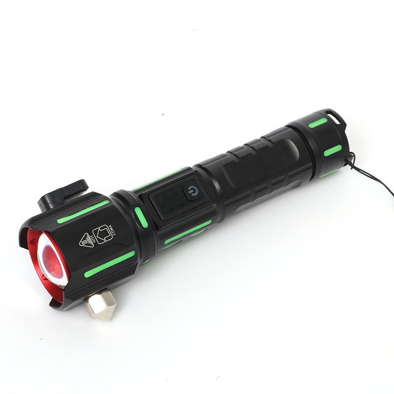 New multi-functional emergency white rescue, long-lasting camping flashlight, outdoor high-intensity rechargeable laser cross-border