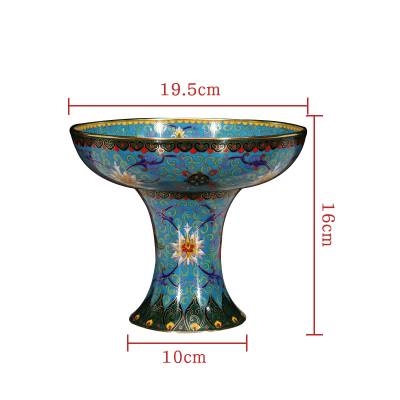 Premium Beijing Cloisonne craft gift and ornament, traditional copper body cloisonne enamel polished 8-inch antique tray Item Picture