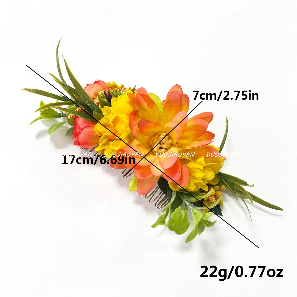 The new forest-themed flower hair comb from Europe and America exudes a high-end look. The bride's photo headwear is super ethereal. The realistic flower bun hair accessory is cross-border Item Picture