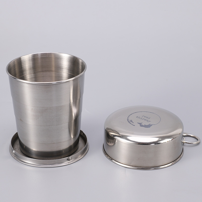 Stainless steel folding telescopic cup, portable small wine glass for outdoor travel, gift water cup, metal wine glass