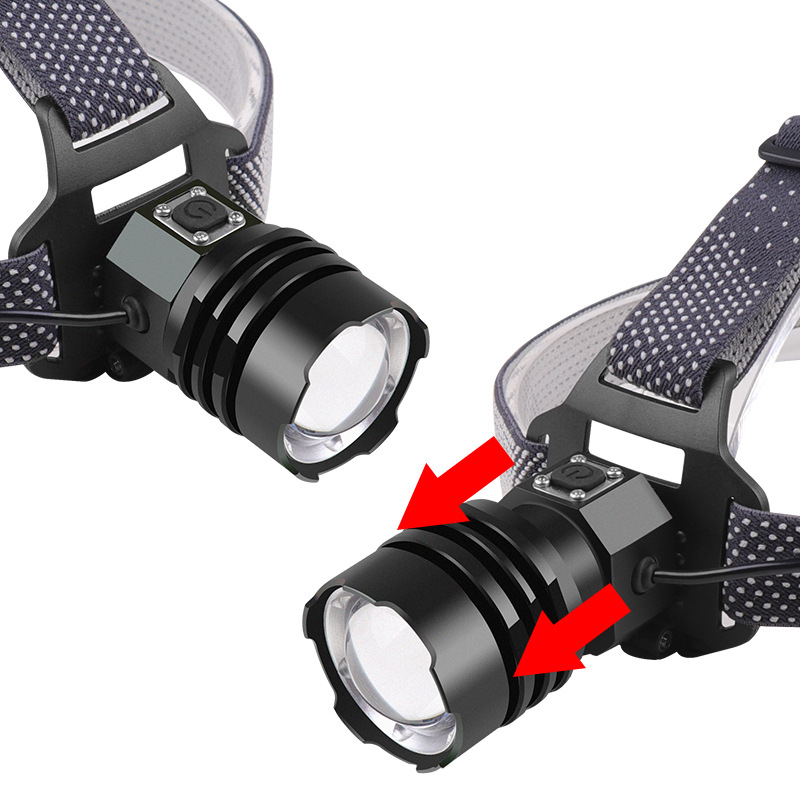 Cross-border XHP160 Headlamp TYPE-C Charging Zoom Strong Light P50 Headlamp High-brightness Strong Light Long-range Fishing Light Specification image