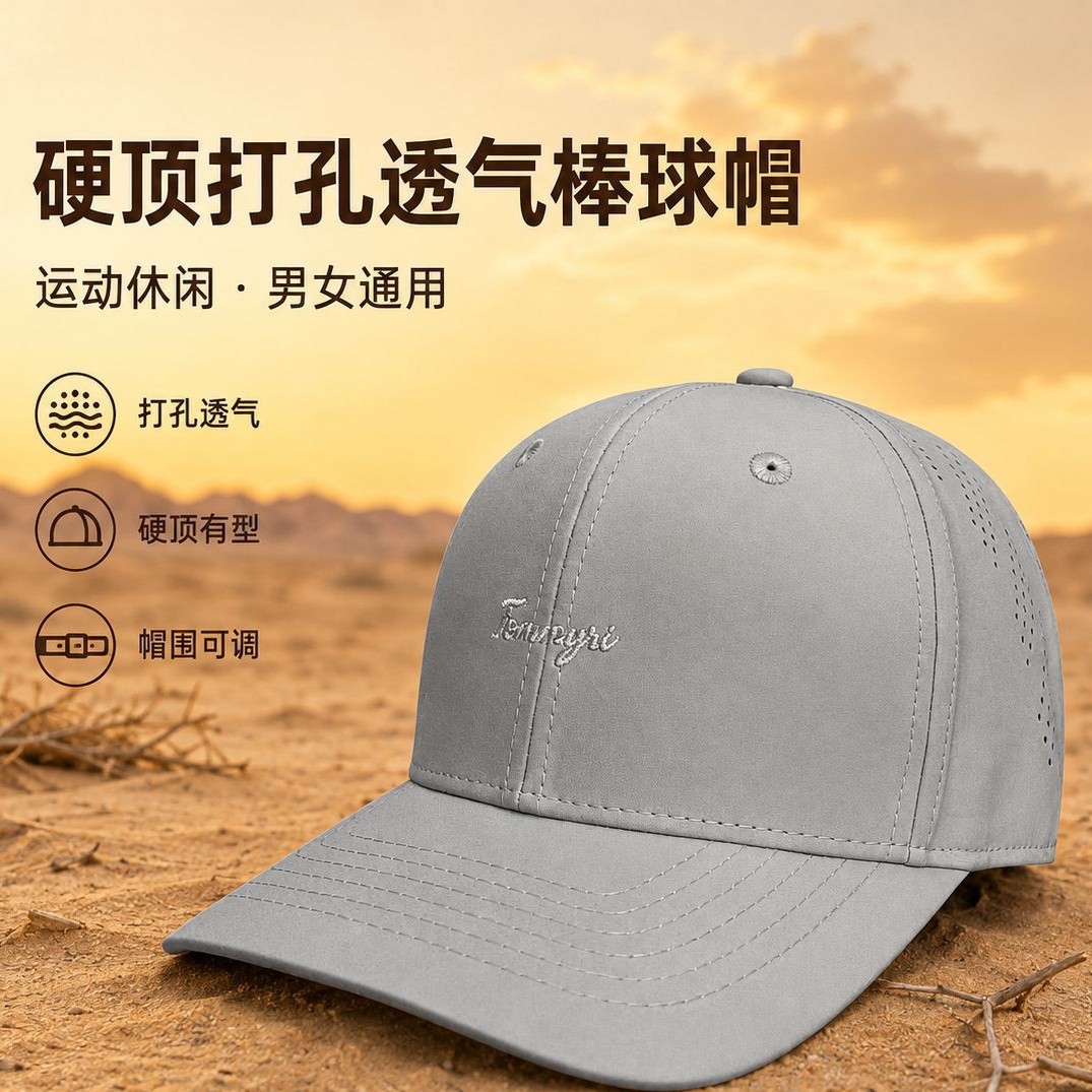 Sombrero deportivo al aire libre primavera verano perforado moda nuevo estilo respirable protección solar letras bordado color sólido gorra de béisbol speed dry