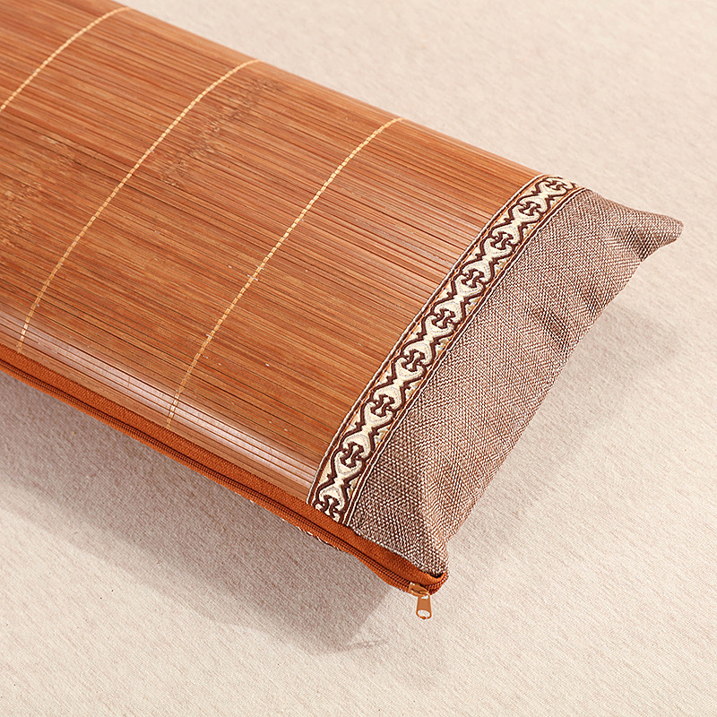 I9EK夏季竹质凉枕头保健记忆汗蒸房镂空枕头麻将块天然竹丝冰丝