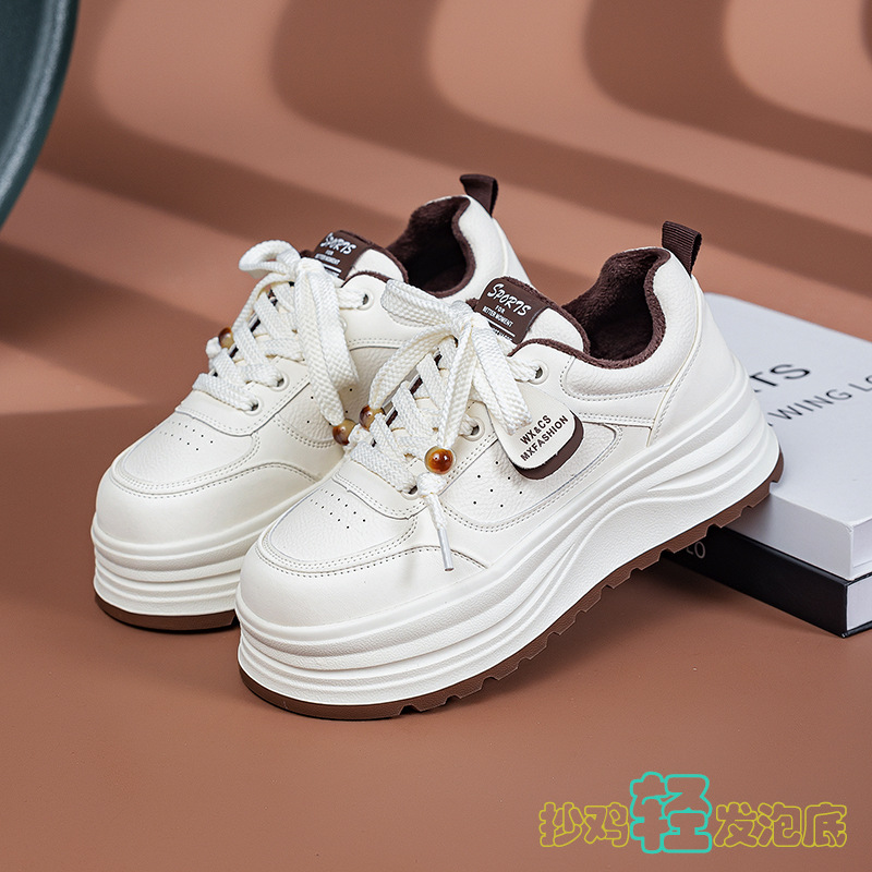 鞋子女士夏季舒适/白鞋增高/飞织/乐福鞋女春夏气质/女士休闲皮鞋产品图