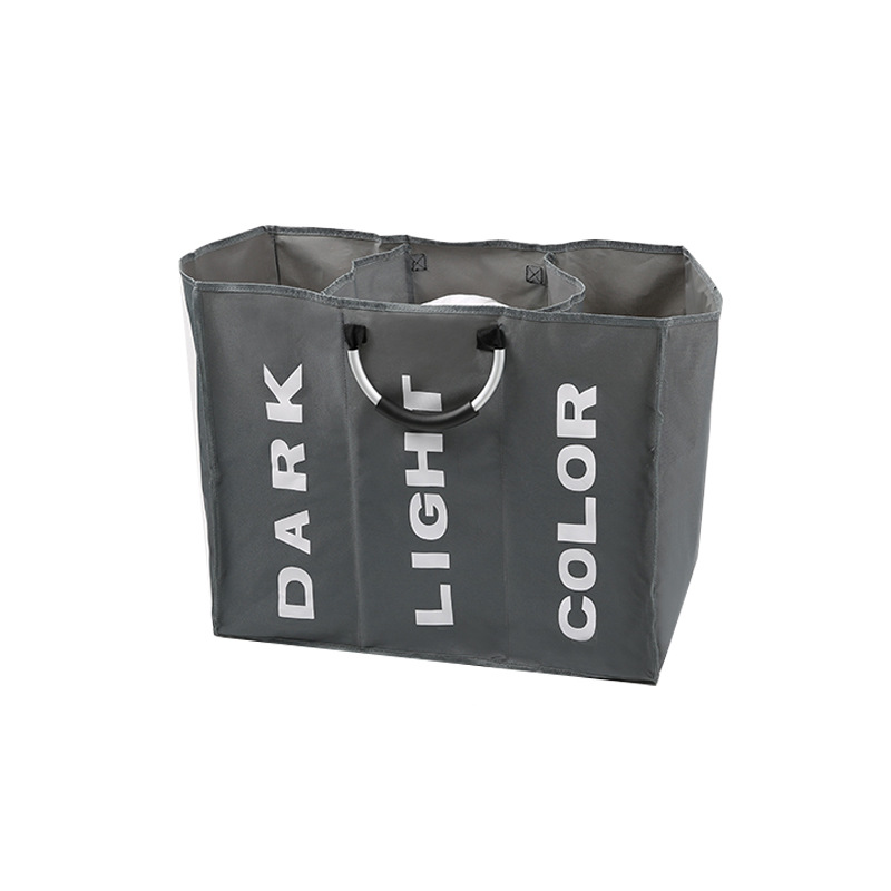 家用大容量分格装玩具脏衣服收纳袋防水防潮可折叠创意脏衣篮白底实物图