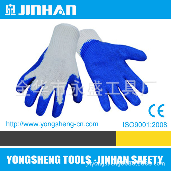 厂家直销牛二层皮棉纱涂胶加托胶袖浆袖全掌驳掌长短14和16寸手套细节图