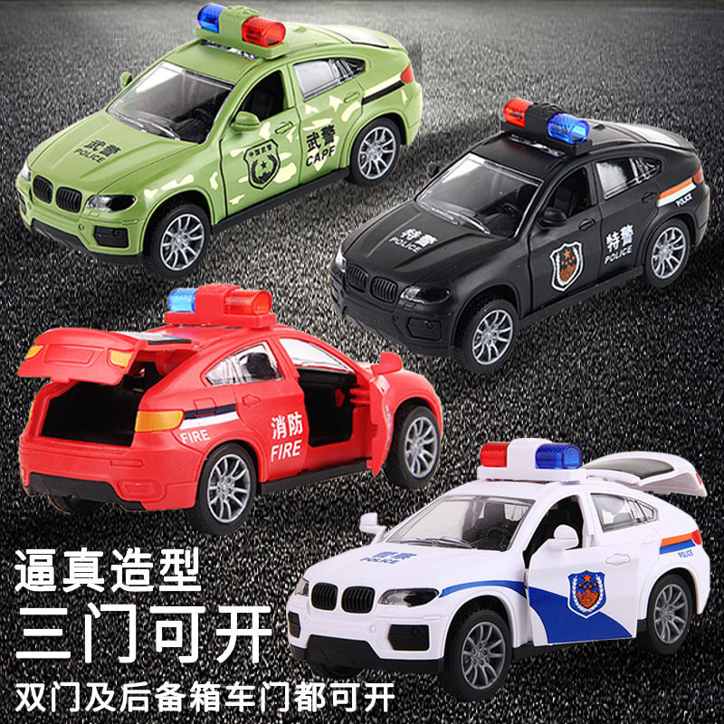 Wholesale children's inertial simulation police car toys, durable small cars, fire-fighting toy car models, street stall and night market gifts details Picture