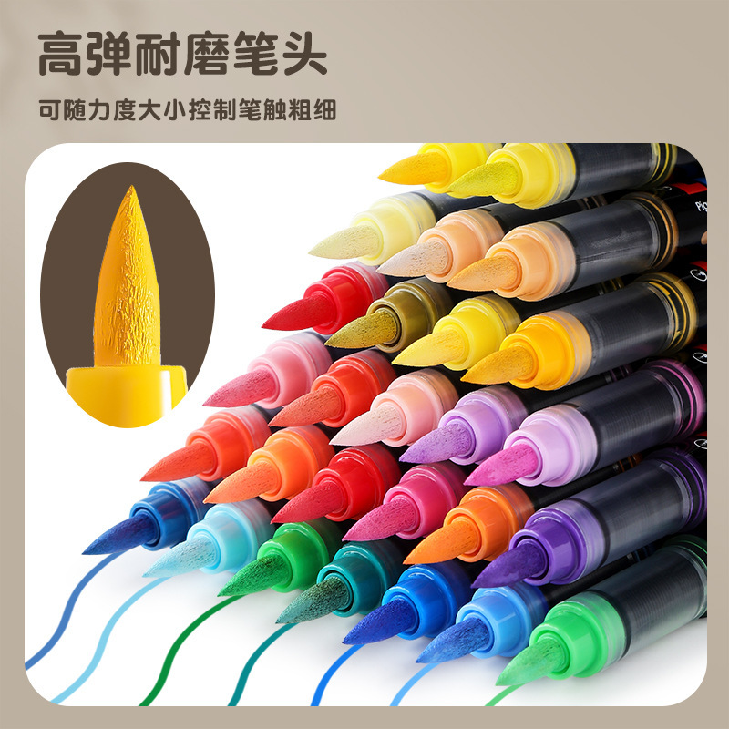Tianhui Cross-border Direct liquid Acrylic Marker Pen wholesale Round rod ink Control Brush Student Soft Head Painting Watercolor pen details Picture