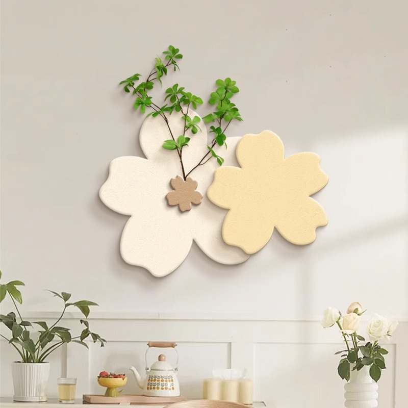 Cream-style restaurant decorative painting, three-dimensional flower arrangement, green plant real wall decoration, 2025 new style fresh and light dining room hanging painting Application Scenario