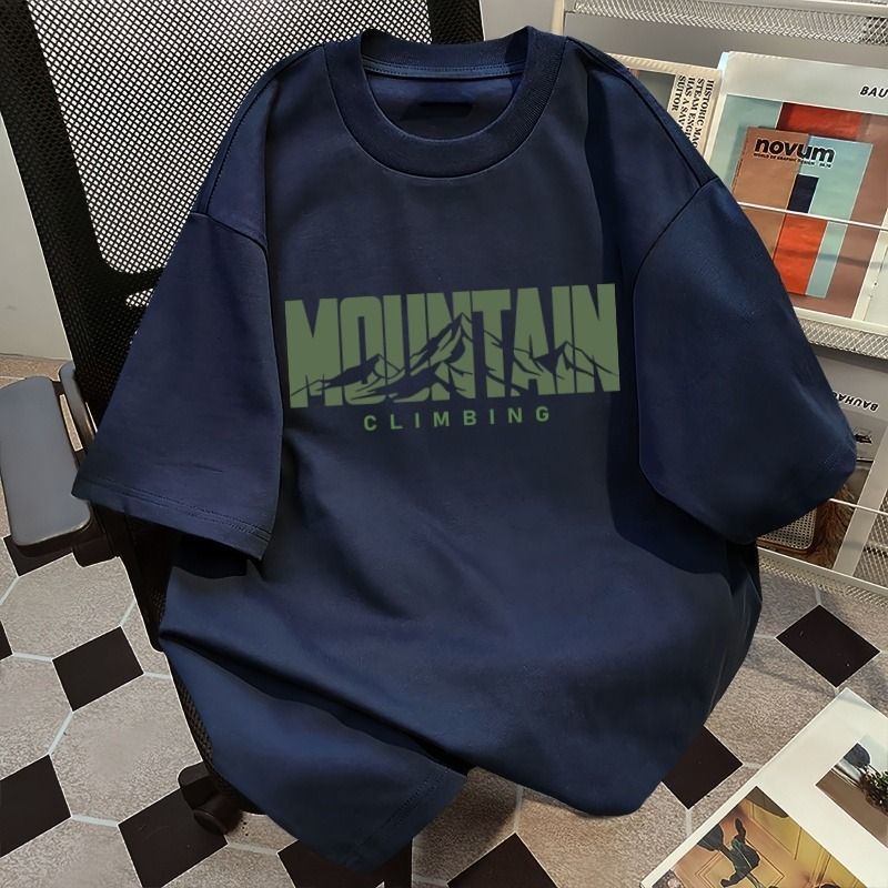 100% pure cotton short-sleeved T-shirt for men, summer ins trend, high-end style, cool and stylish, loose and versatile casual T-shirt for teenagers Specification image