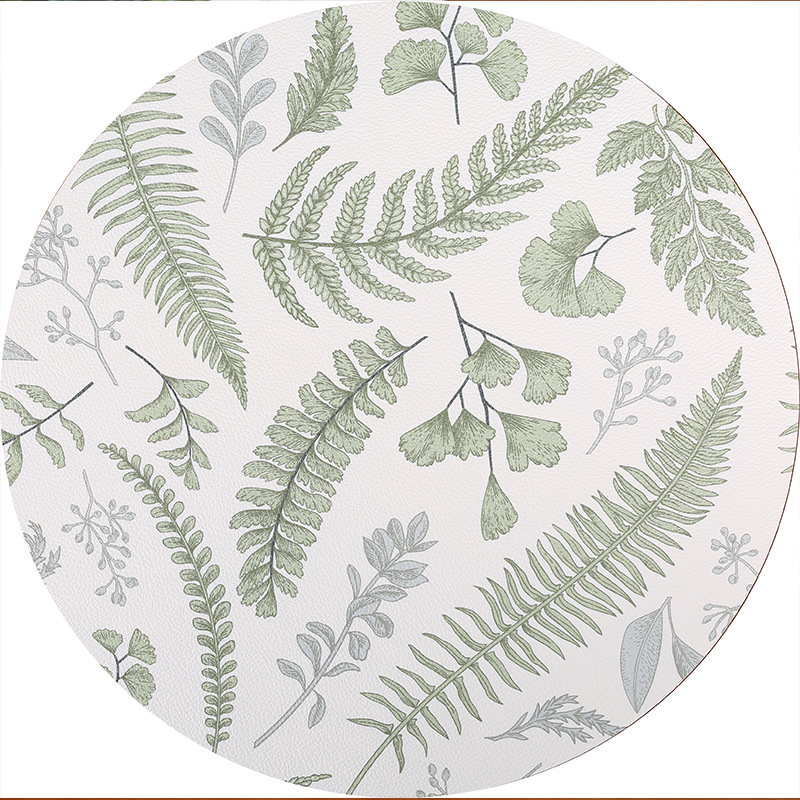 Tabletex热销现货防油污防水餐垫隔热垫印刷皮革餐垫桌垫杯垫白底实物图