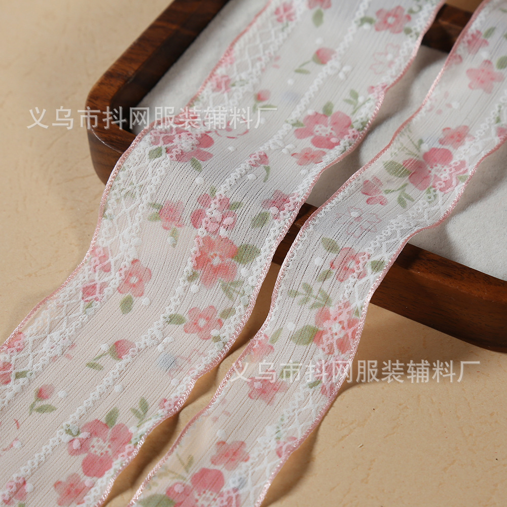 2.5- 5cm floral lace floral fabric ribbons, clothing headwear, flower packaging, hair clips, diy accessories Specification image