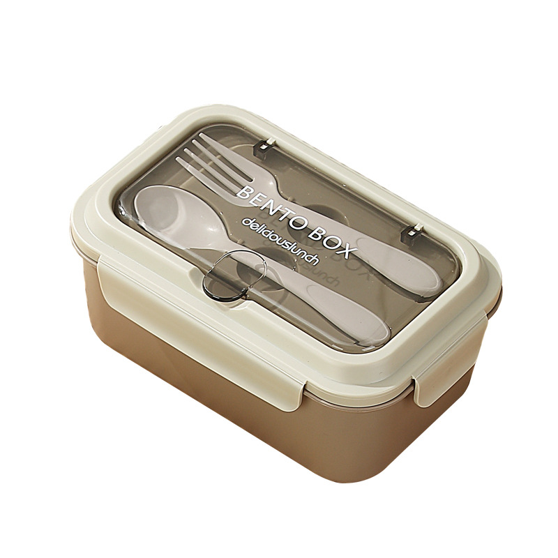 Nordic-style PP light food lunch box, 304 stainless steel compartments lunch box with forks and spoons, convenient and microwave safe lunch box Item Picture