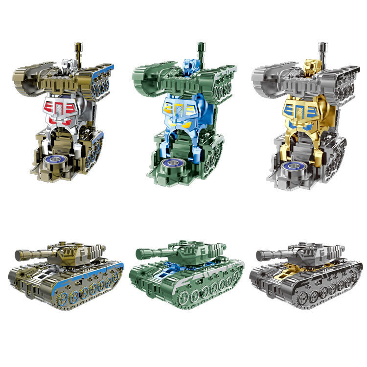 Transformable Tank Gyroscope Stress-relieving Fingertip and finger gyroscope Tank Transformable robot Creative toys for children and boys Item Picture