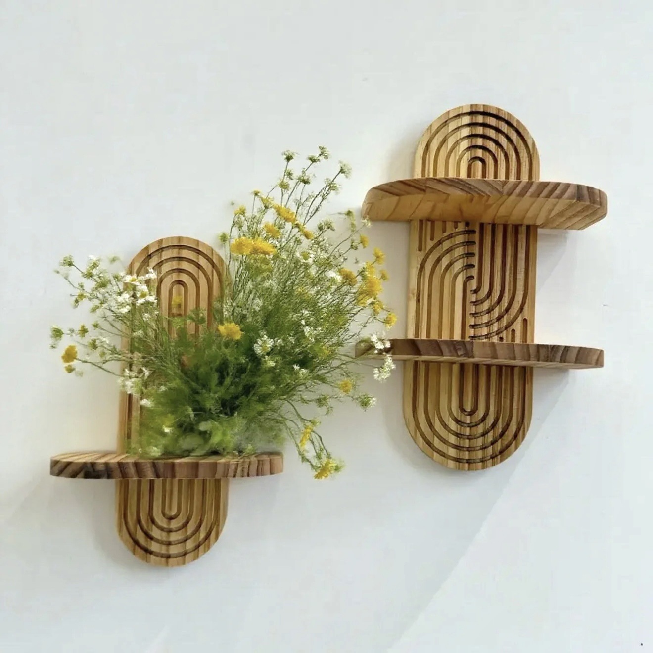 木质墙上置物架波西米亚风格壁饰客厅装饰实木绿植架香薰烛台架