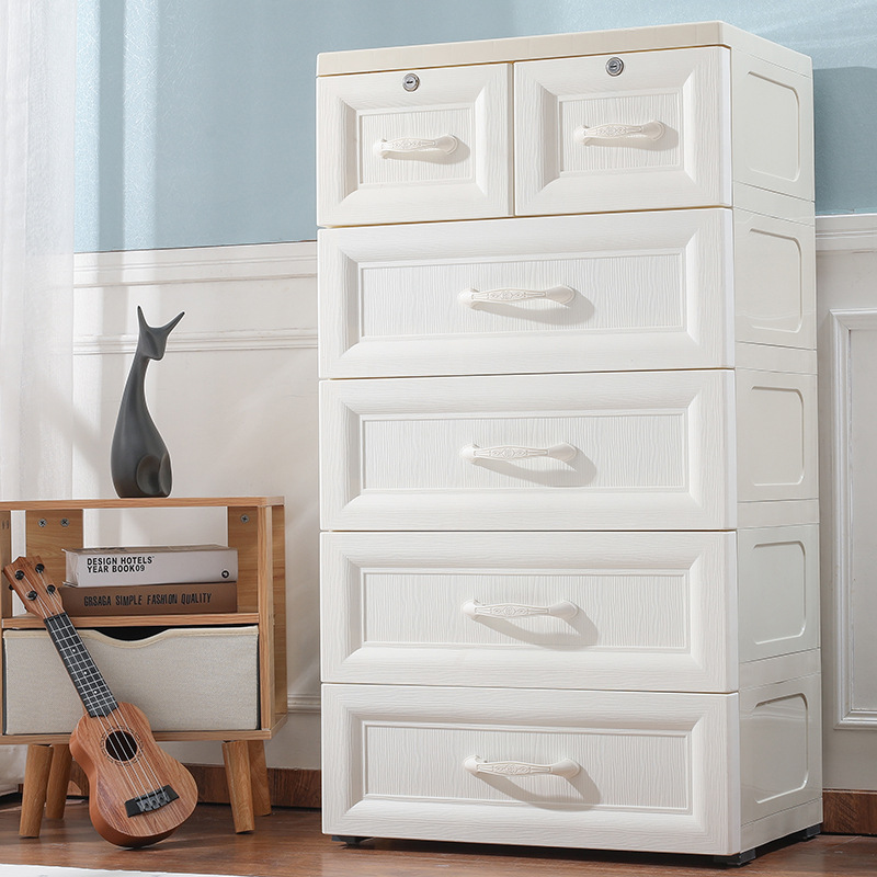 Coffee Bear thickened drawer storage cabinet, living room snack storage cabinet, children's cabinet, baby wardrobe, household plastic