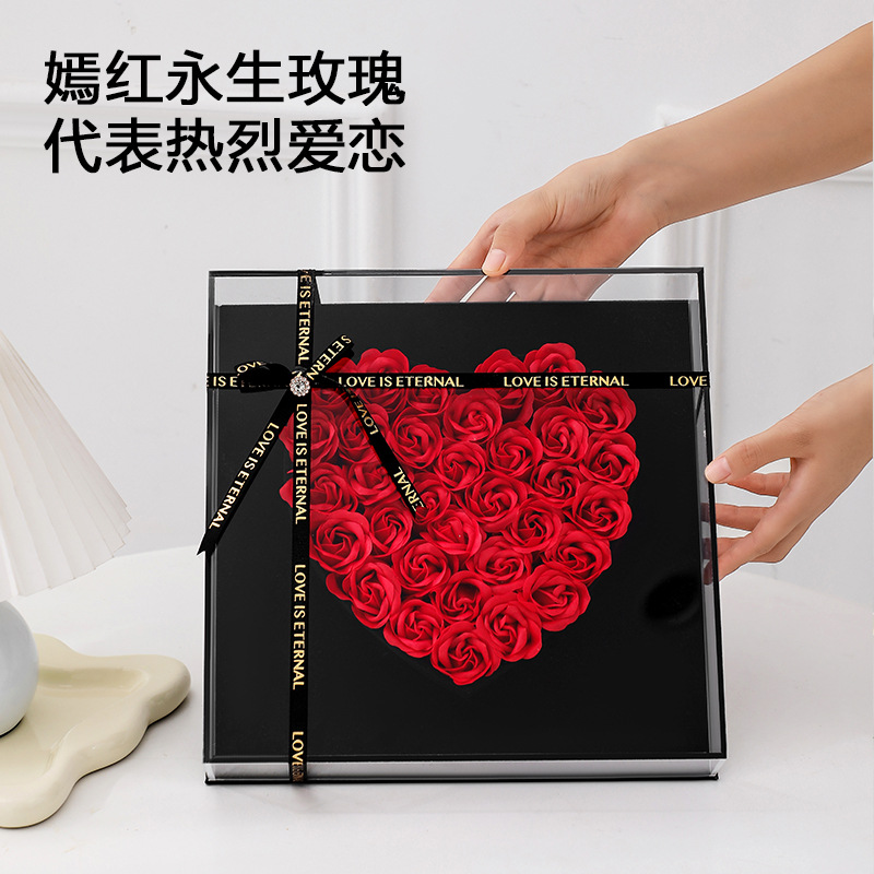 Soap flower acrylic flower box for your girlfriend's birthday gift box, Valentine's Day gift, small chanel-style rose decoration Application Scenario