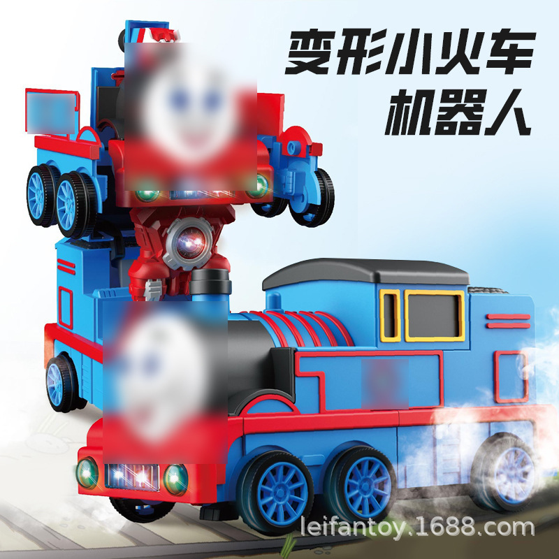 Cross-border wholesale of the same style of electric transformable train, music, light, automatic transformation robot train toys as Douyin