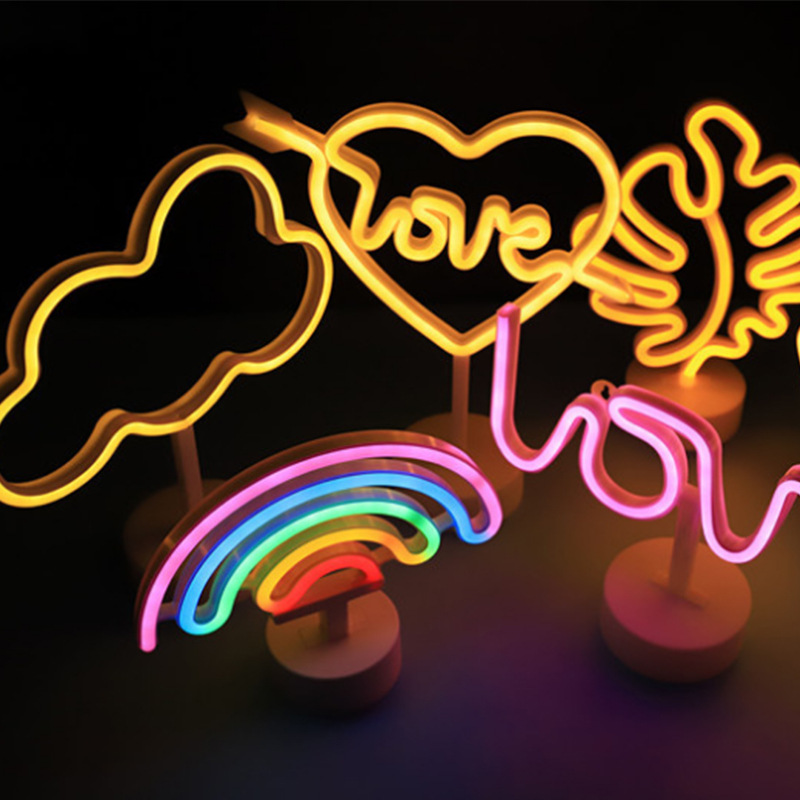 跨境led霓虹灯表白爱心求婚氛围灯星星七彩造型灯招牌酒吧装饰灯产品图