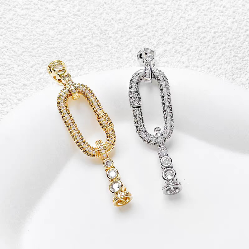 Copper-plated real gold color retention inlaid zircon pearl clasp connection clasp diy handcrafted jewelry bracelet necklace beading accessories Specification image