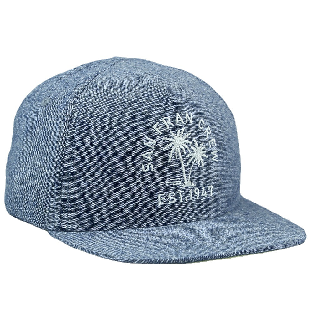 Cute denim fabric embroidered hip-hop hat, spring and summer sun protection and shading children's hat, embroidered skin-friendly cotton flat tongue hat Item Picture