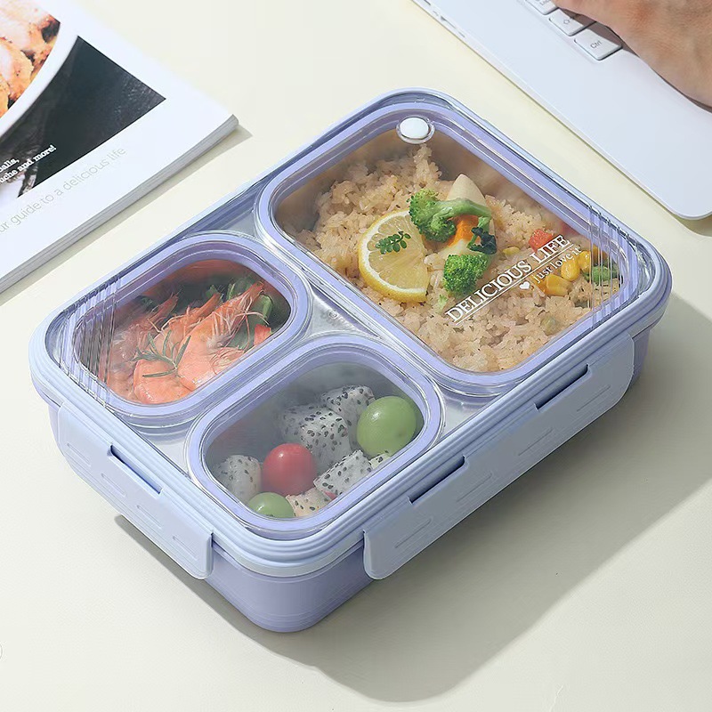 Sealed, separated, non-odor-mixing 304 stainless steel lunch box, food-grade insulated, microwave-safe portable bento box details Picture