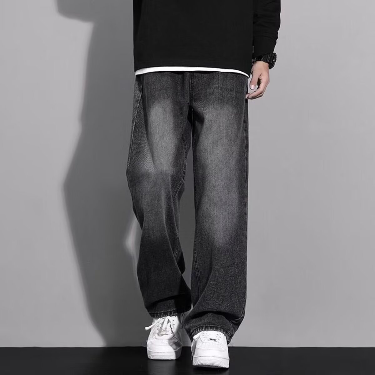 American-style jeans for men's autumn and winter, washed high street straight-leg pants, loose and versatile, trendy and casual wide-leg pants Application Scenario