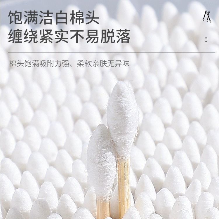 Wholesale boxed cotton swabs for ear cleaning and makeup. Disposable double-headed cotton swabs and cleaning cotton balls for hygienic makeup Specification image