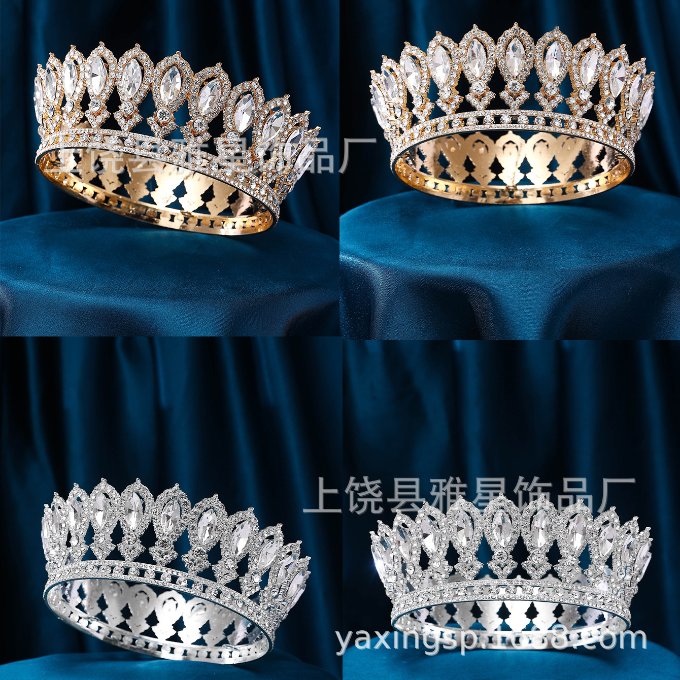 New diamond, gold and silver princess headwear in multiple colors, grand wedding dress, super glittering crystal, luxurious goddess bride Specification image